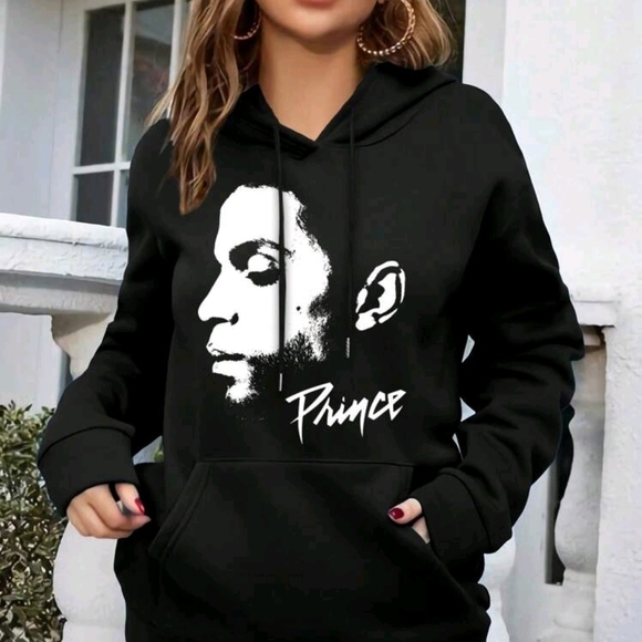 Other - Black Hoodie with Graphic Print